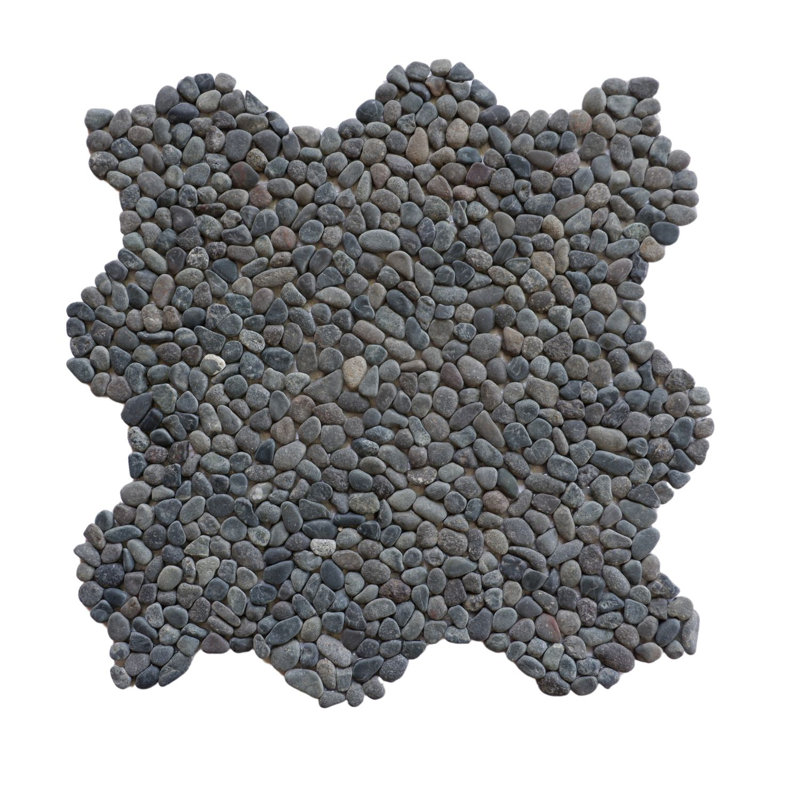 Oregon 12" x 12" Natural Stone Pebbles Mosaic Wall & Floor Tile, Mini Black