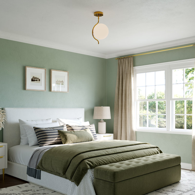 1 - Light Semi Flush Mount with White Jade Glass