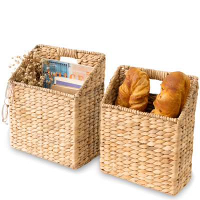 Wicker Hanging Storage Baskets, Set Of 2 Wall Baskets For Accessories And Organizing Files, Mail Baskets