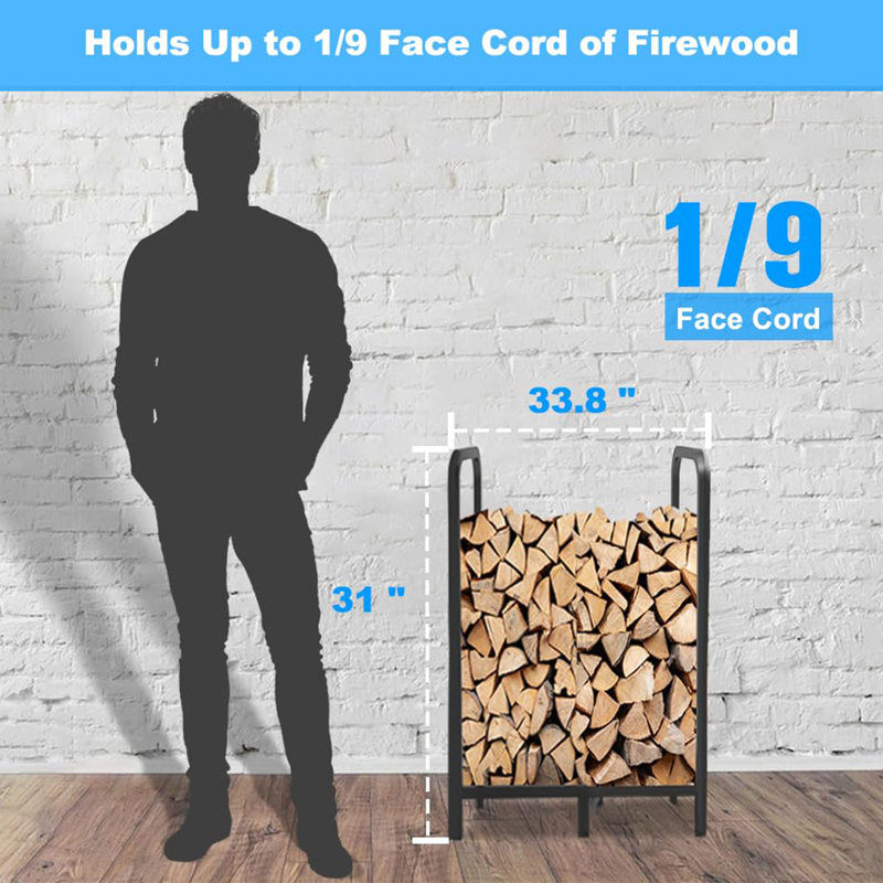 2.8ft Firewood Rack Holder, Adjustable, Black