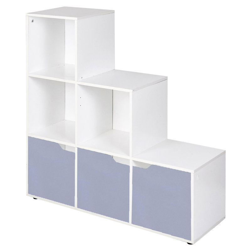 Exscevin 90.5cm H x 89cm W Step Bookcase, White/Grey