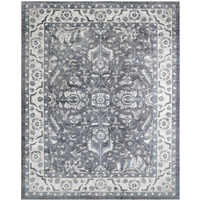  Astra Machine Washable 7'10" x 10' Slate Vintage Indoor Rug, Rectangle 7'10" x 10'