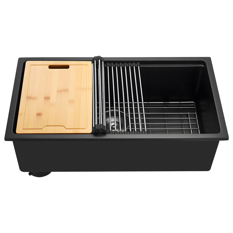 Évier de cuisine encastré 30 pouces en granite à cuve simple pour bar pour véhicule récréatif