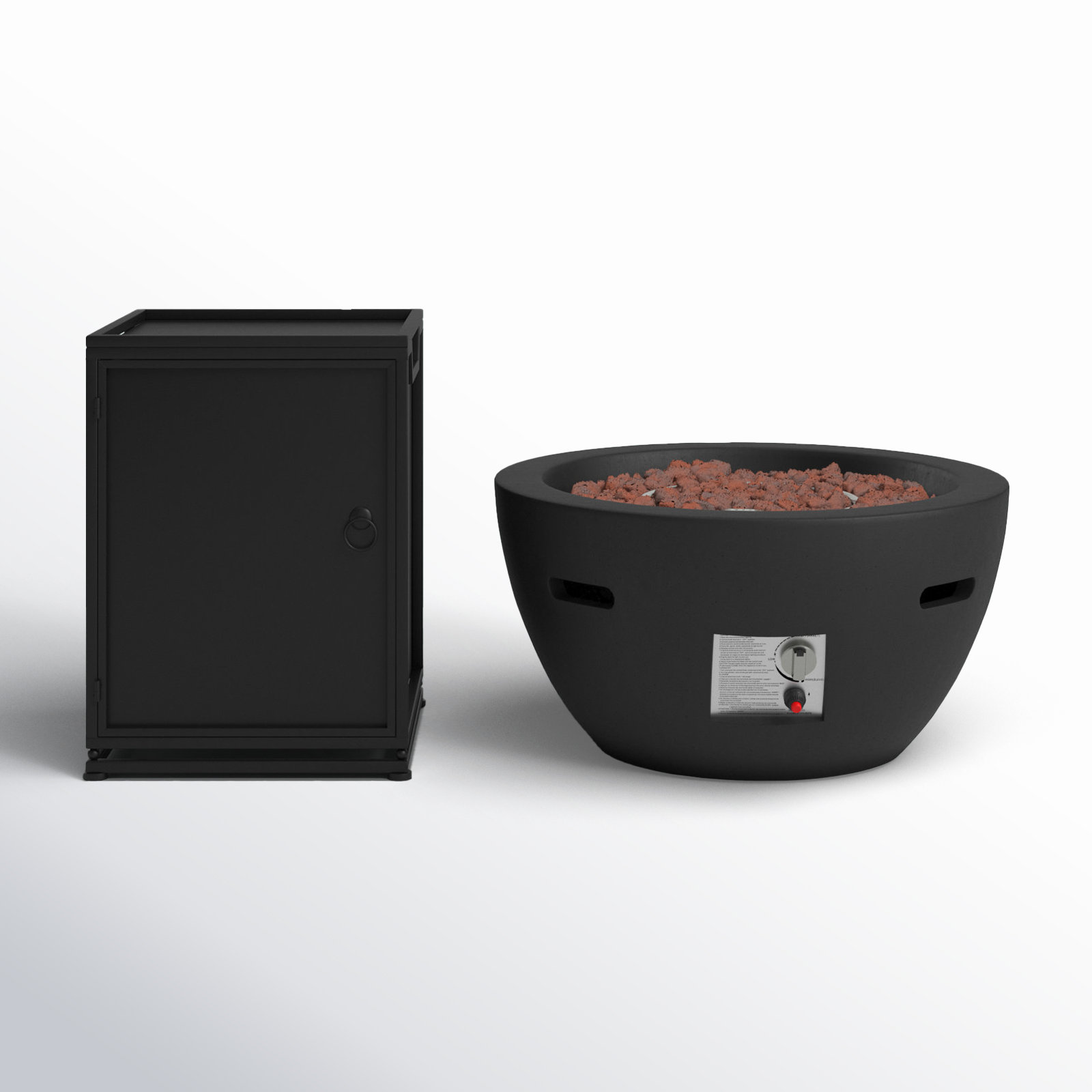 Hotwells 2-Piece Outdoor Concrete Fire Pit Set, Dark Gray