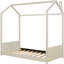 Lit simple en velours beige - Taille moderne et fonctionnelle avec un design