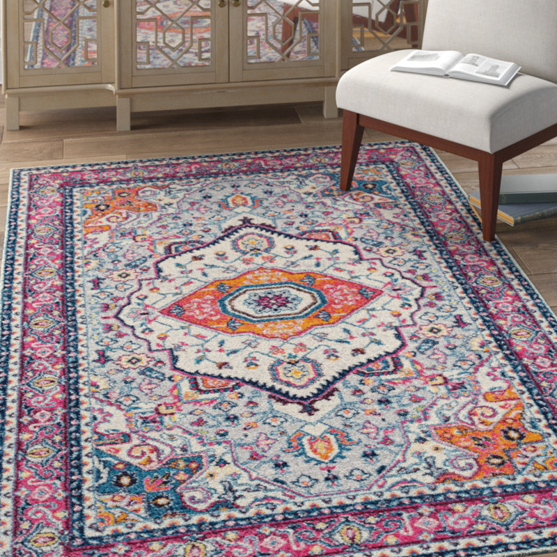 Tapis d'intérieur oriental magenta Dietz, Rectangulaire 9 pi 8 po x 13 pi 2 po