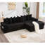 Canapé modulaire en velours côtelé de 111,91 po avec repose-pieds mobile, porte-gobelets, 8 coussins et poche latérale pour repose-pieds confortable modulaire en L-1398567694
