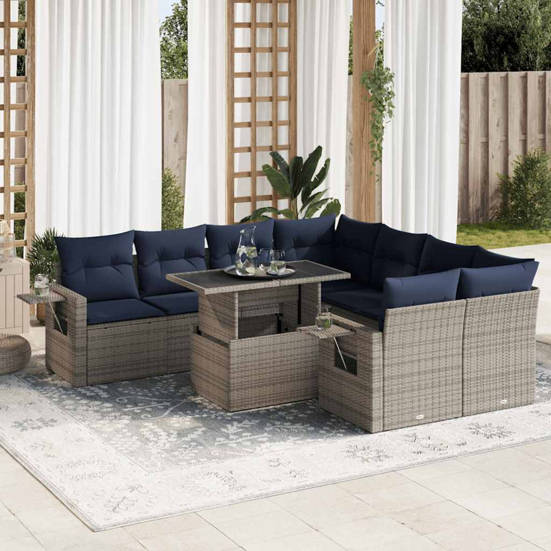 Wicker 8 - Person Garden Lounge Set with Cushions
