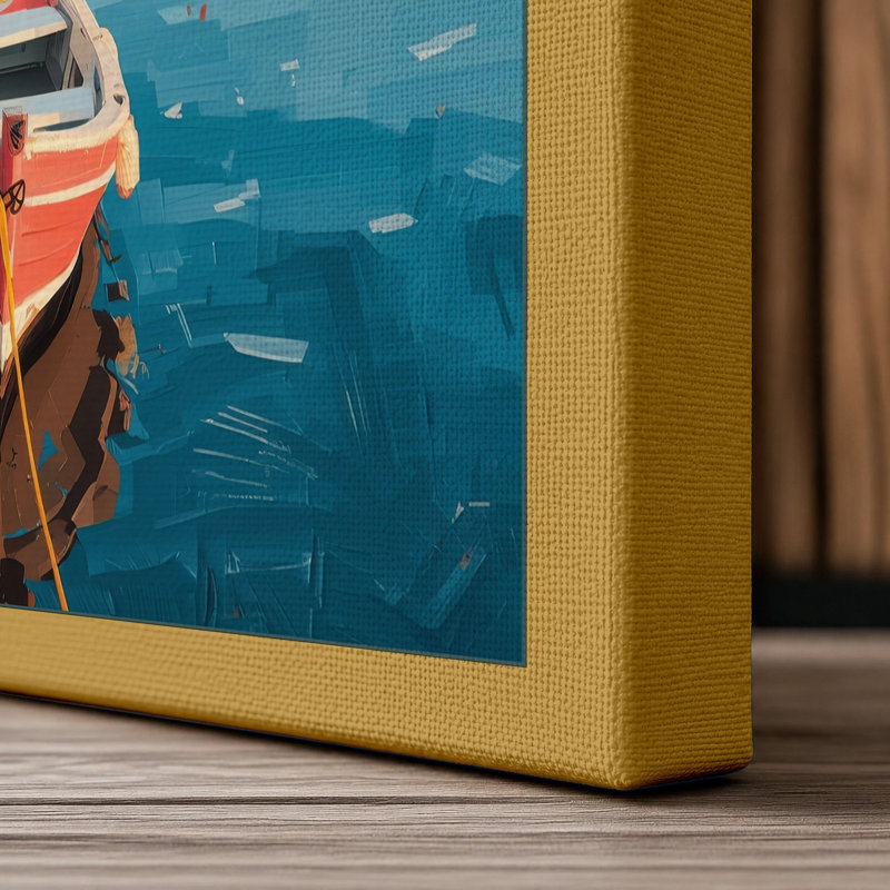 Harbor at Rest Coastal - Wrapped Canvas, 36x24 - 91.4 x 61.0 cm, Ochre Border