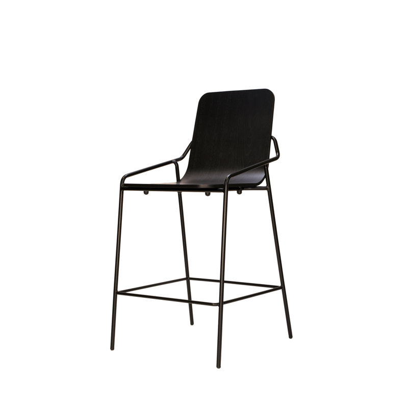 Tabouret de bar et de comptoir Dupont, Bois de frêne noir, Tabouret de bar (siège d'une hauteur de 26 po)