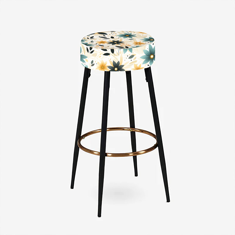 Ensemble de 2 tabourets à imprimé animal, Sérénade florale classique bleu sarcelle