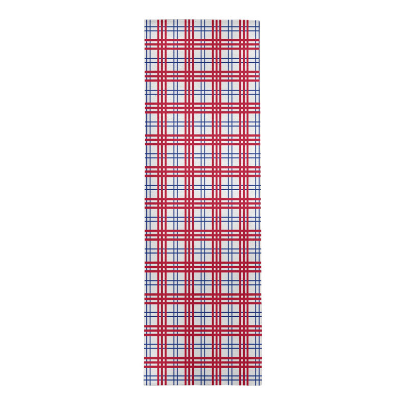 Tapis rouge / blanc à carreaux, Tapis de couloir 2 pi 6 po x 8 pi