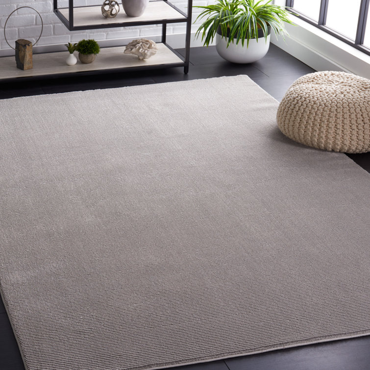 Machine Machine Woven Polyester Grey Rug