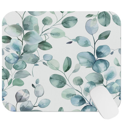 Botanical Eucalyptus Leaves Pattern II Cottage Gaming Cute Office Laptop Desk Pad Gift Mat Square Rectangle Non-Slip Mousepad
