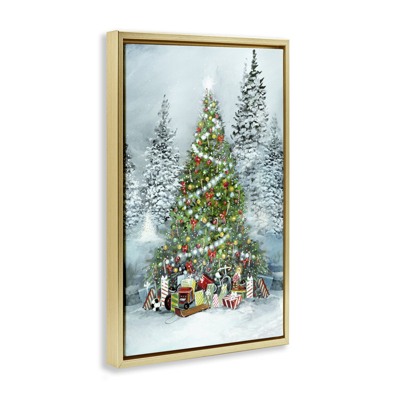 «Mistletoe Kisses», art de la giclée encadrée par Ruane Manning, Cadre flottant métallique doré, H 31 po x l 21 po