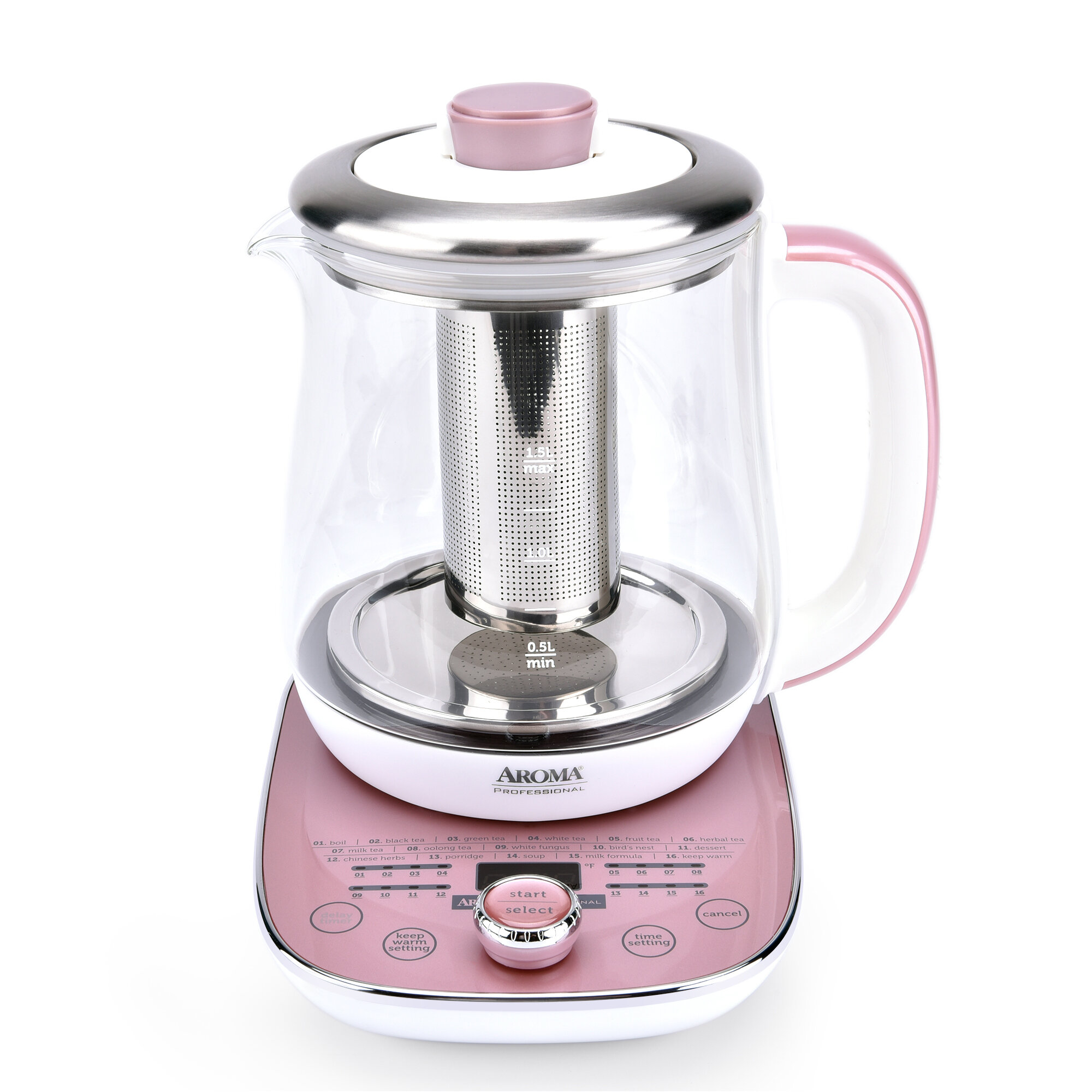 AROMAÂ® Professional 1.5L / 6-Cup Glass Digital Electric Tea Maker,  Automatic Keep Warm Mode, 16 Different Heat Setting Options, Spill-Free  Pouring