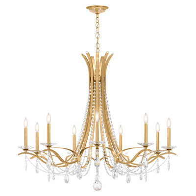 Vesca 9 Light 45in x 38in Chandelier in Etruscan Gold with Clear Heritage Handcut Crystals