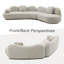 Canapé modulaire courbé de 128 po à 5 places, beige / crème avec dossier papillon et coussins