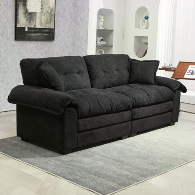 Causeuse de 84 po en chenille de 84 po avec mousse à mémoire de forme et 2 coussins décoratifs pour une assise confortable dans les salons, les appartements et les bureaux