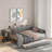 Upholstered Daybed With Storage Shelves, Desk, Charging Station And Trundle-1540236977