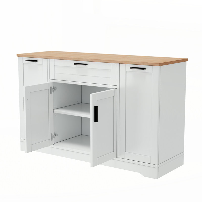 Multi-Functional Storage Sideboard with Adjustable Shelves, White