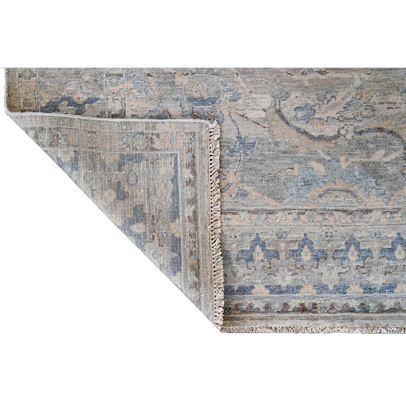 Hand Knotted Wool Oriental Area Rug in Silver/Light Gray/Blue, Rectangle 8' x 10'