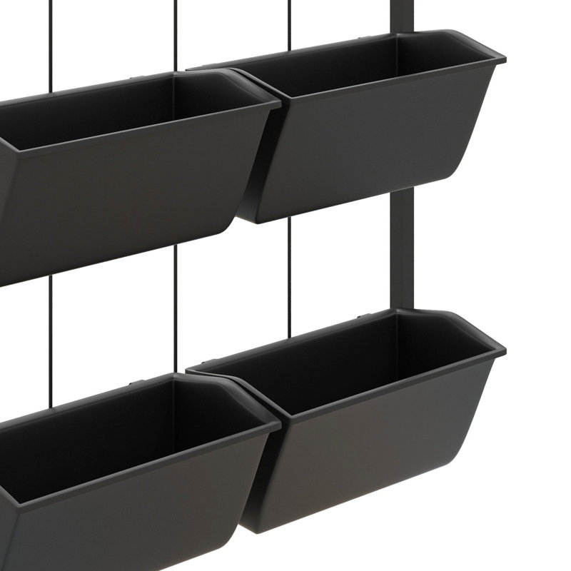 3 pots de fleurs muraux suspendus pour légumes, fleurs et herbes - 6 espaces intérieurs noirs auto-drainants avec