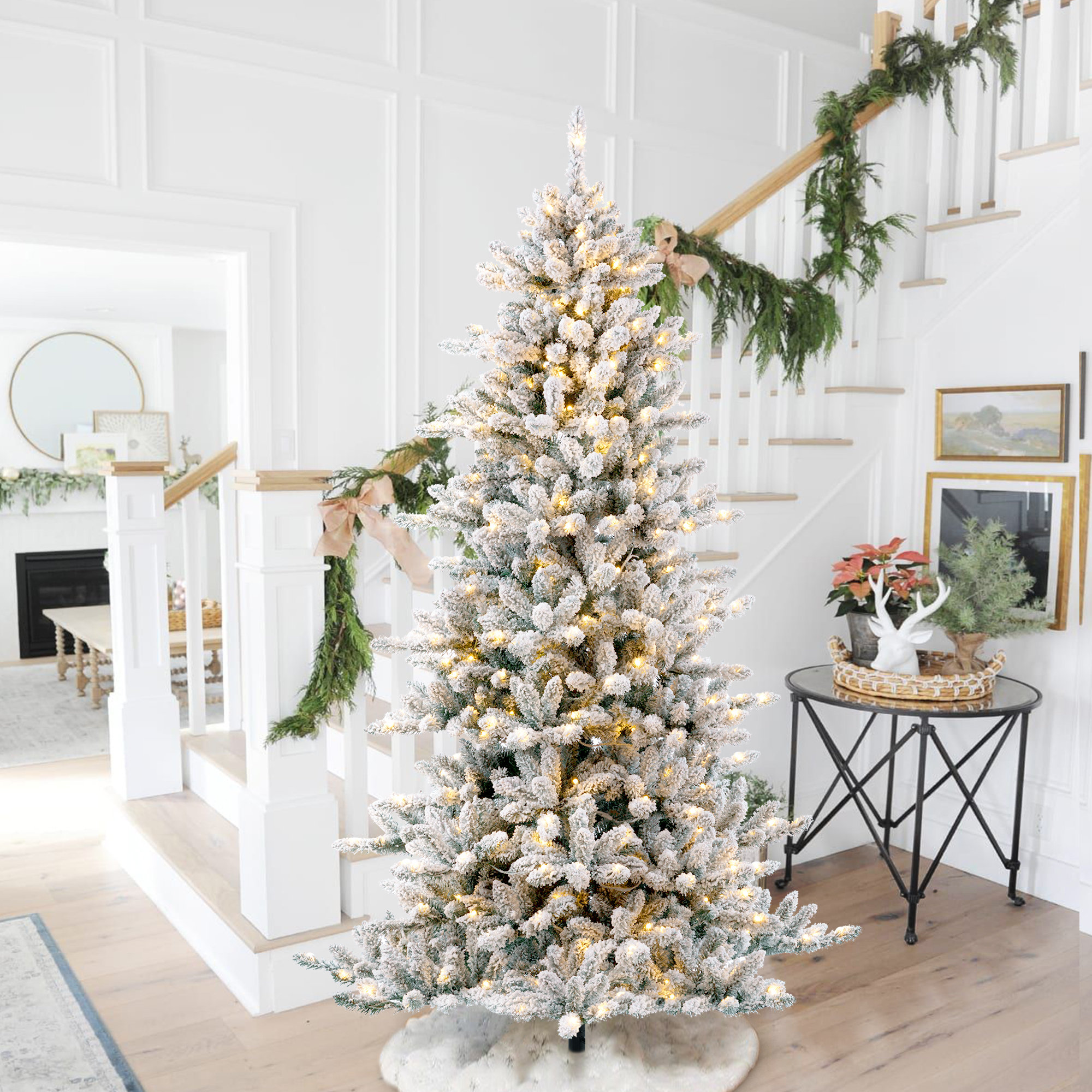 Guillema Green/White Fir Artificial Christmas Tree, 7.5'