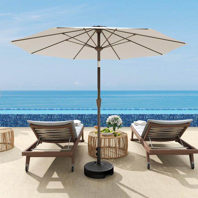 Parasol de patio 9 pi avec base, Blanc
