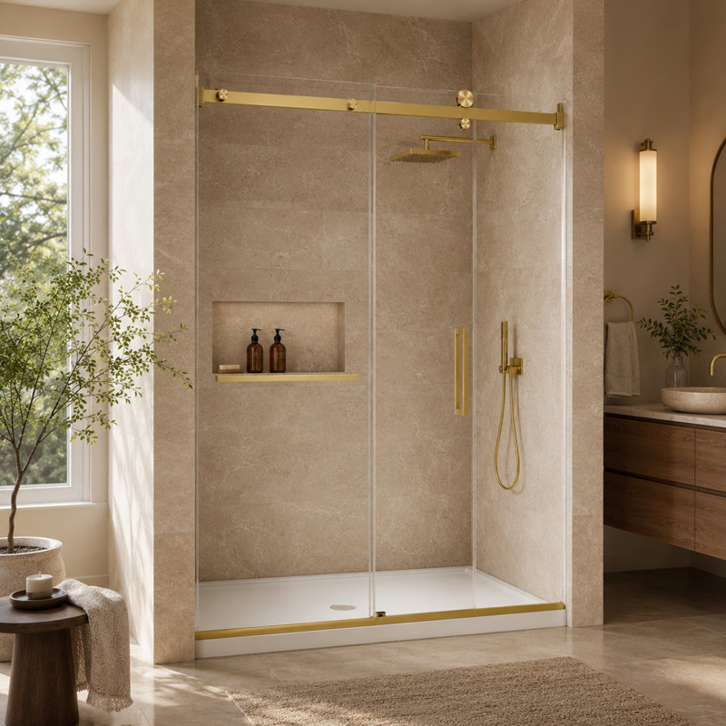 Porte de douche coulissante sans cadre