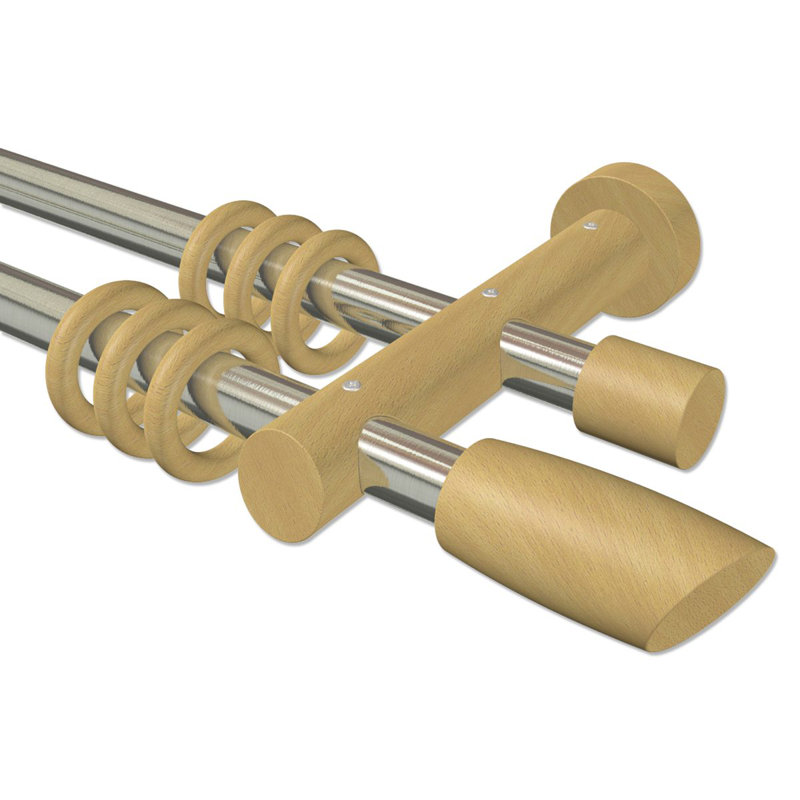 Baggs Adjustable 2cm Double Curtain Pole, 5cm H x 420cm W x 18cm D