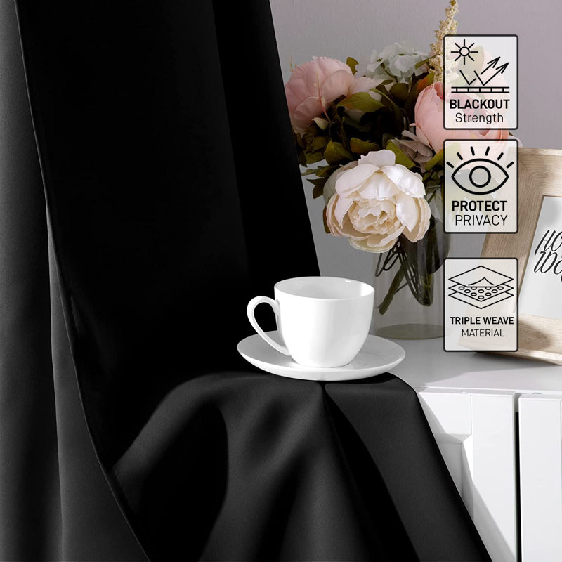 Blackout Curtain Pair, 116cm Width x 182cm Drop