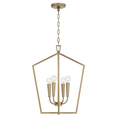 Hall 4 lumières l 17 po x H 22 po en laiton vieilli