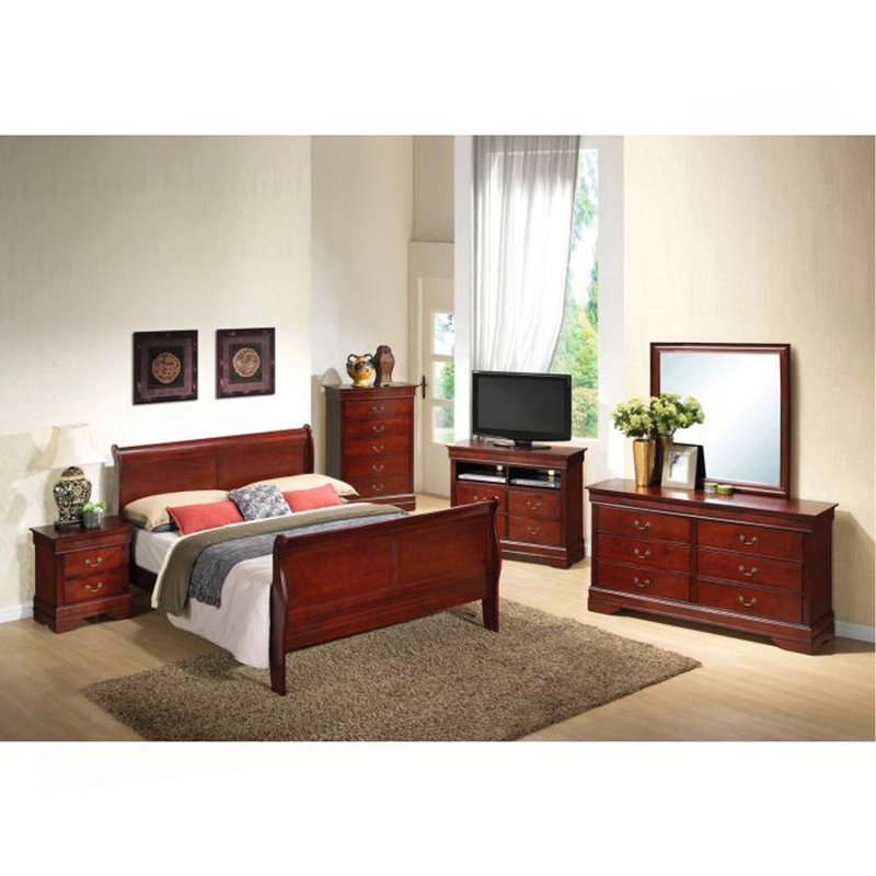 Elegant Traditional Full Bed In Sleek Black, Cerisier, Très grand lit
