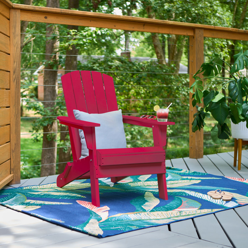 Chaise Adirondack d'extérieur pliable résistante aux intempéries Auren (ensemble de 2), Rouge