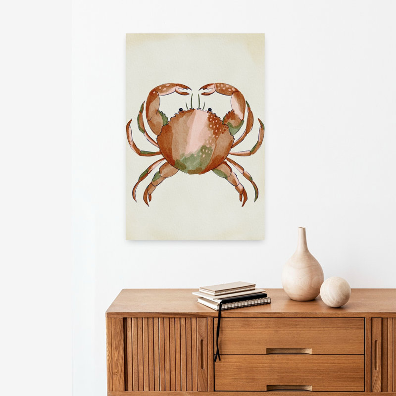 Aquarelle, crabe, coquillages, crabe