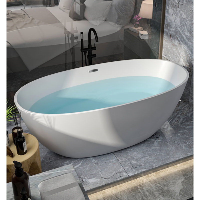 59'' x 29.5'' Soaking Acrylic Bathtub, White