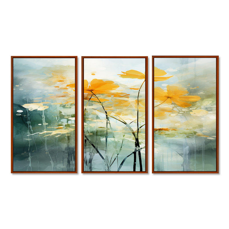 Edgardo - Ensemble d'impressions murales Buttercups, Cadre flottant brun, H 32 po x l 48 po x P 1 po