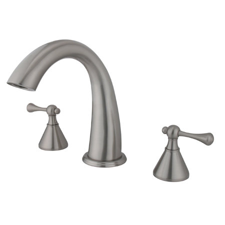 Double Handle Deck Mounted Roman Tub Faucet, Satin Nickel