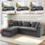 Canapé modulaire en L Luxury Chenille - canapé rembourré 93,7 po avec sièges profonds, rangement caché et coussins assortis-2059542327