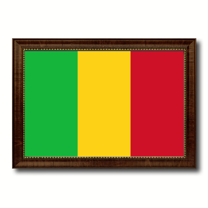 « mali country flag », impression sur toile encadrée, H 15 po x l 21 po x P 1 po, Brun