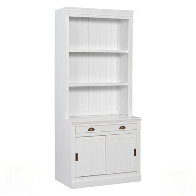 Tall Bookshelf Suite With LED Lighting, Sliding Doors, Drawers, And Open Shelves For Modern Storage