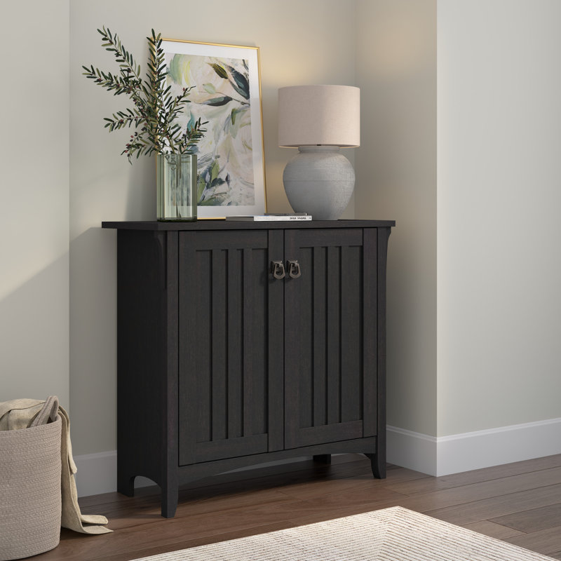 Armoire d'appoint 2 portes avec tablette ajustable l 31,5 po Keyion , Noir rétro