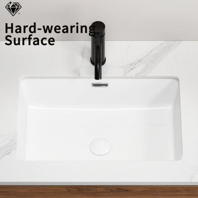 Rectangular Undermount Bathroom Sink, 22 *15 Inch, White High - Fired Vessel Non Yellowing, , Acid , Adds Style To Inch Ceramic Quality, Contemporary And Minimalist, Scratch, Overflow