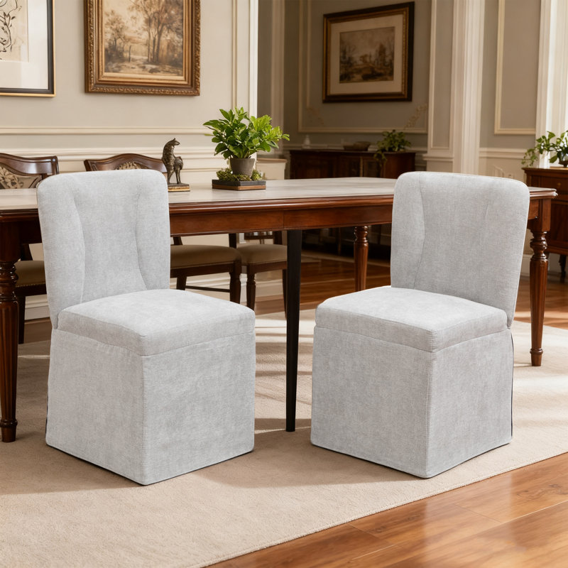 Chaise rembourrée confortable en lin sans accoudoirs avec siège rembourré, Gris