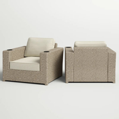Fully Assembled Outdoor Lounge Chairs With Cushions, Set Of 2