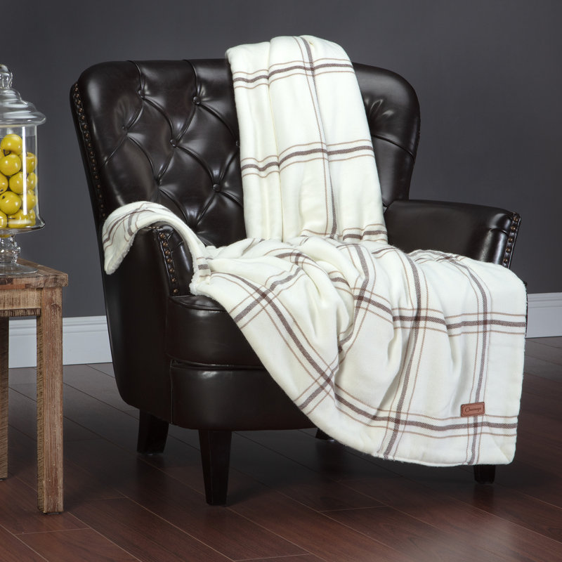 Soft Sherpa Plaid Throw Blanket