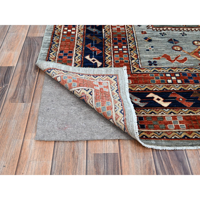Tapis oriental rectangulaire gris en laine noué à la main 8 pi 1 po x 9 pi 11 po - MOA102157