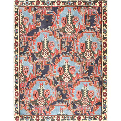 Fabriqué à la machine à partir d’un métier à tisser en laine/polyester brun/bleu Tapis décoratif
