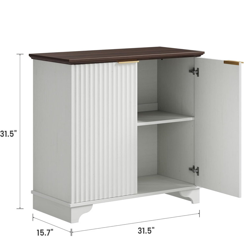 Rectangle Accent Cabinet, White/Brown